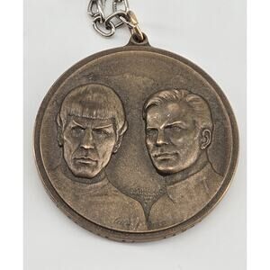 Vtg 70s Star Trek U.S.S. Enterprise Kirk Spock Bronze Commemorative Medallion